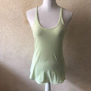 Lululemon Womens Top Yellow White Striped Scoop Neck Racerback Sleeveless Size 8